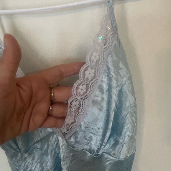 Julie's Closet Y2K Vintage Satin Baby Doll Blue Tie Back Small Made in USA - Picture 7 of 12